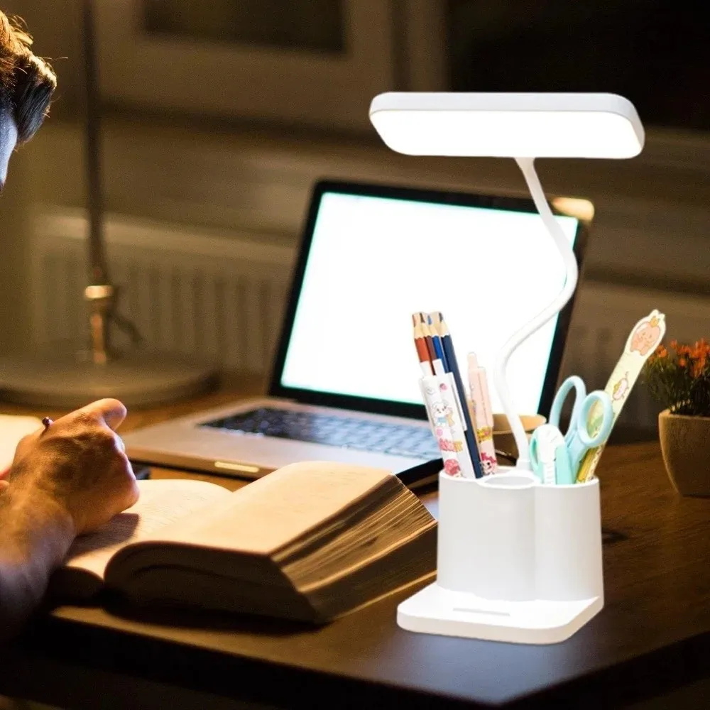 

3-Colors Light Study Desk Lamp Dimmable Touch Control LED Table Lamp with Storage Box Energy Saving Reading Lights Office