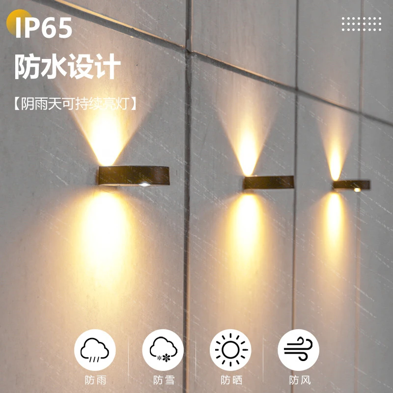 

2x 1x Solar Sensor Wall Washer Lamp Warm White Up Down Step Stair Light IP65 Outdoor Fence Lamp For Garden Courtyard Night Lamp