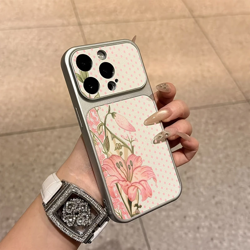 Cute Polka Dot Lily Floral Phone Case For Samsung Galaxy S26 Ultra S25 FE S24 Plus S23 S22 S21 A17 A37 A57 A56 A55 A54 5G Cover