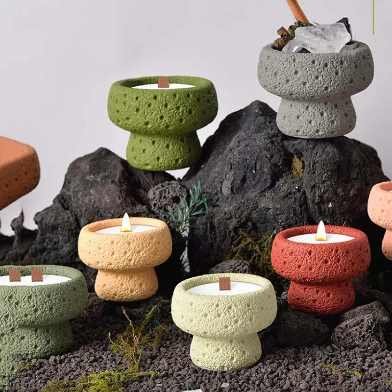 Modern Textured Gypsum Empty Candle Jar Home Décor  DIY Scented Candle Container Vessel