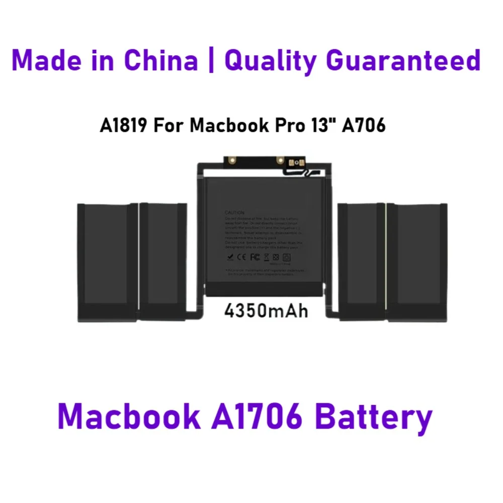 A1819 Laptop Battery for Apple MacBook Pro 13 inch A1706 Late 2016 Mid 2017