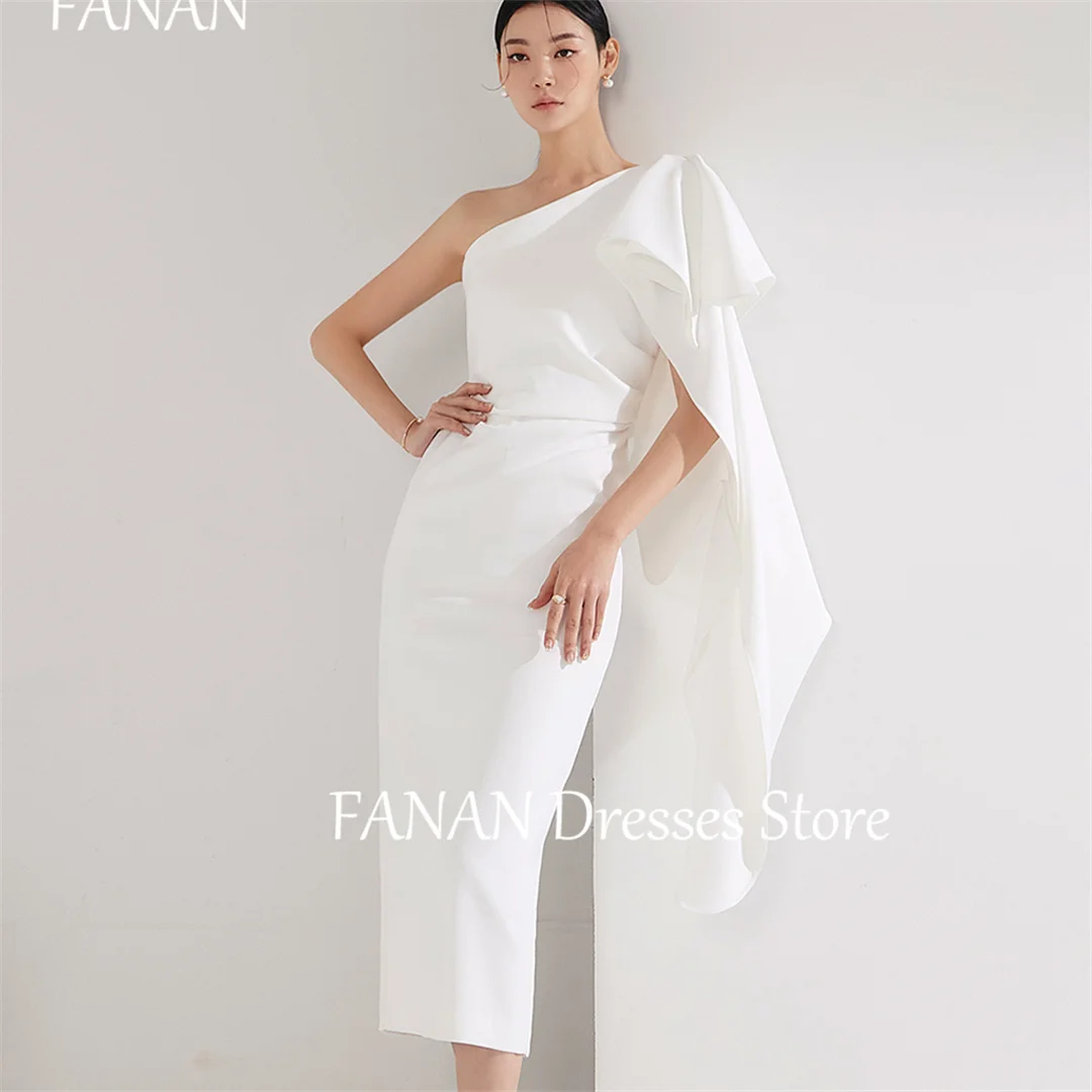 

FANAN One-Shoulder White Satin Fashion Evening Party Dresses Sleeveless Sheath Customized Women Formal Gowns Event Prom Gowns