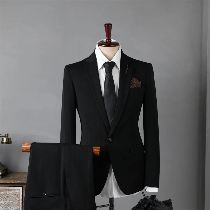 

KIDWHXR костюм, мужской пиджак с отложным воротником, мужской однобортный жилет, прямые брюки, мужской полосатый деловой комплект из 3 предметов