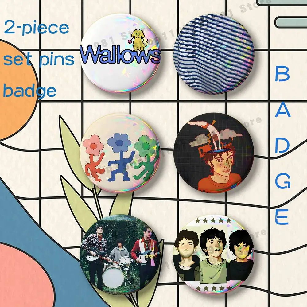 Wallows Band Brooches for Backpack Accessories 25 32 44 58 75mm Round 2-piece set Free Mix