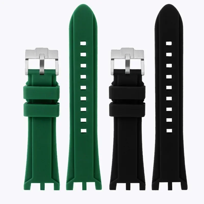 Para versace V-RACE série dupla pulseira de silicone acessórios relógio 24mm à prova dwaterproof água cinto entalhe especial côncavo borracha pulseira relógio