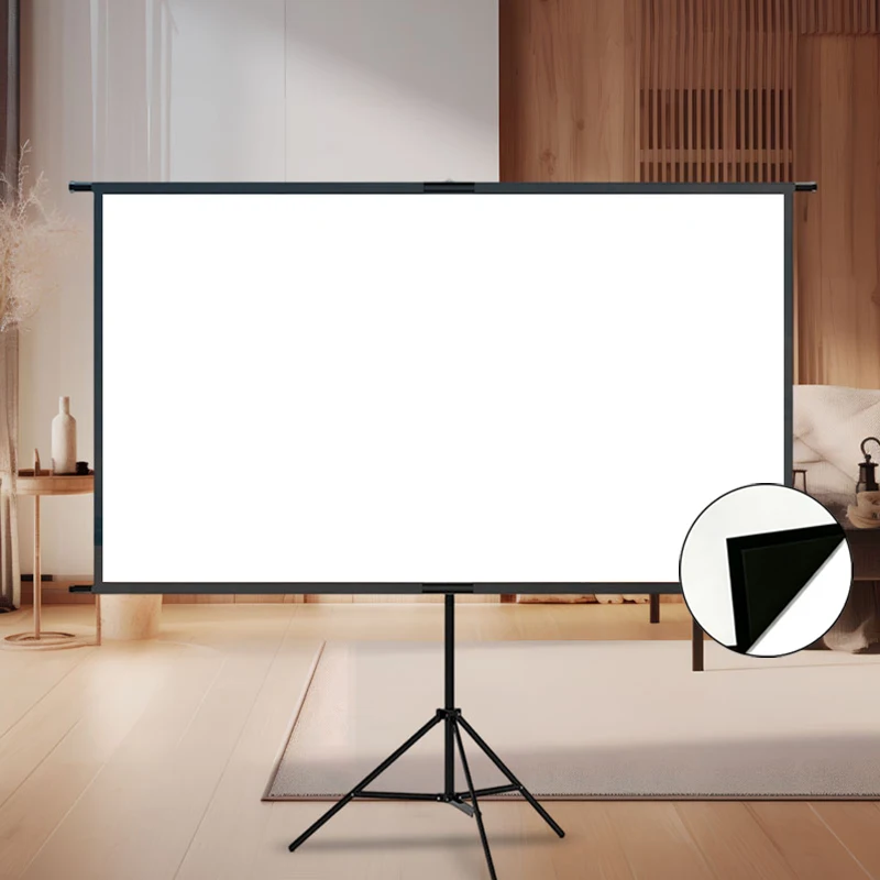 Single stand projector screen 16:9 portable projection home theater indoor and outdoor floor/wall mounted 60-120 inches