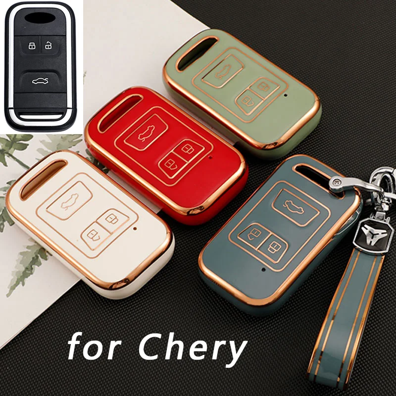 TPU Car 3Buttons Key Case Cover for Chery Tiggo Arrizo 8 7 5X 2019 2020 Fob Shell Bag Keychain Accessories