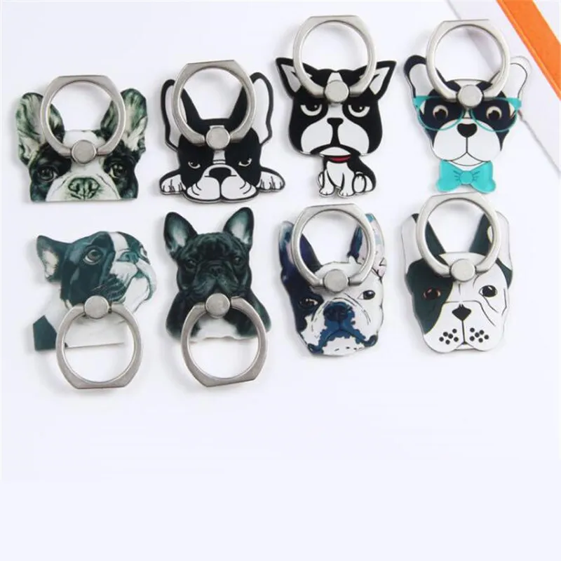 Cartoon Bulldog Cute Dog Finger Ring Smartphone Stand Holder Mobile Phone Holder Stand For Iphone 14 Huawei All Phone