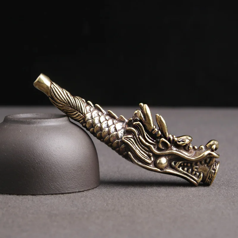 Brass imitation antique creative faucet pipe handle piece tobacco rod dry pipe creative smoking set old bronze doll gift