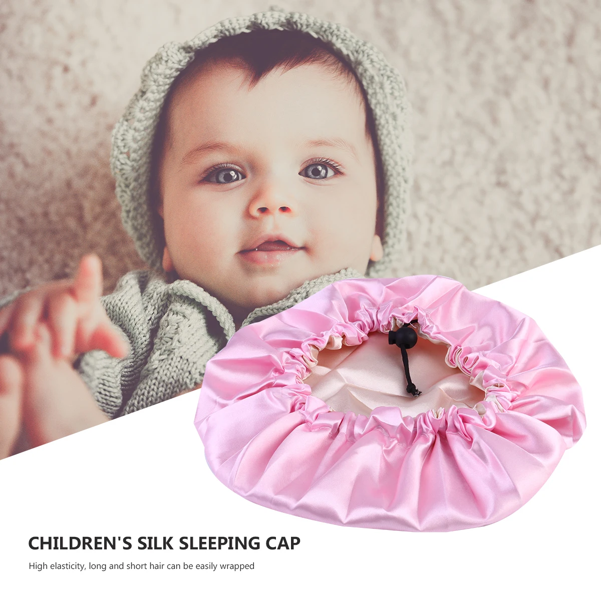

3Pcs Kid Satin Sleeping Caps Elastic Adjustable Drawstring Hair Caps for Children Baby Sleep Bath Kids Sleeping Hat