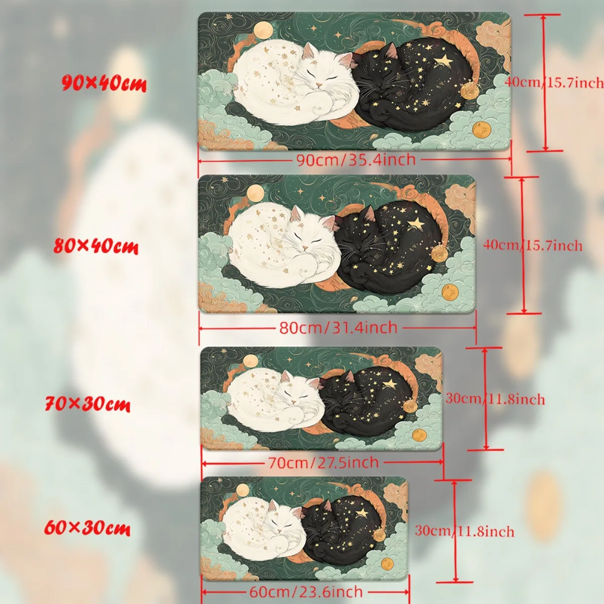 Antypoślizgowa gumowa podstawa podkładki pod mysz Sleeping Cat and Star nadaje się do dekoracji biur i komputerów stacjonarnych dla graczy.
