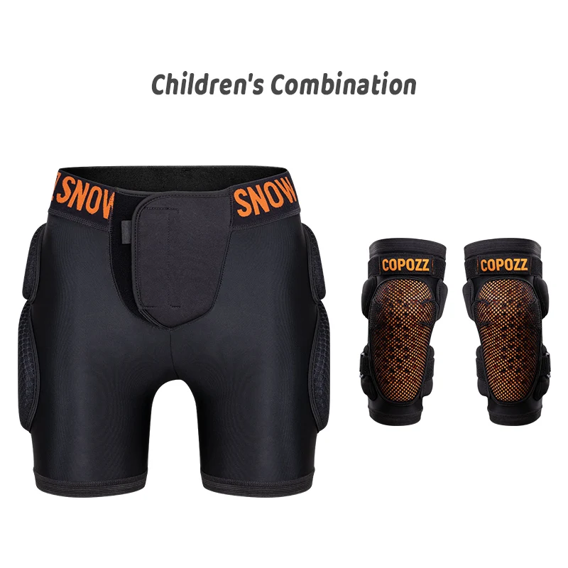 COPOZZ Ski-Hüftpolster für Kinder, Knieschoner, Stoßdämpfung, verstellbar, verschleißfest, doppellagig, für Kinder, Ski-Schutzausrüstung