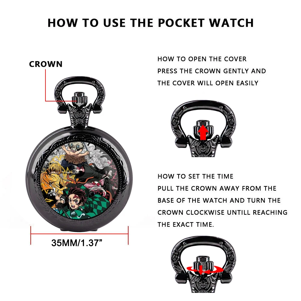 Montre de Poche à Quartz Vintage Demon Slayer Tanjiro Nezuko, Pendentif FOB JOClock, Cadeau pour Homme et Femme, Nouvelle Collection