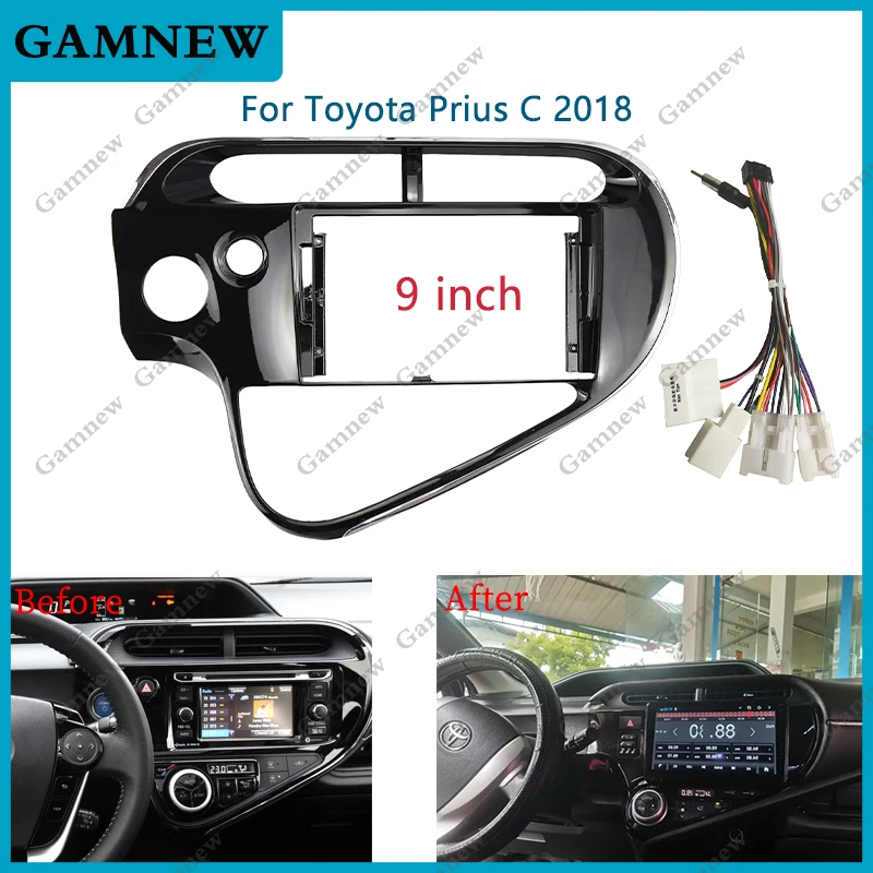 

9 Inch Car Frame Fascia Adapter Decoder Android Radio Dash Fitting Panel Kit For Toyota Prius C 2018