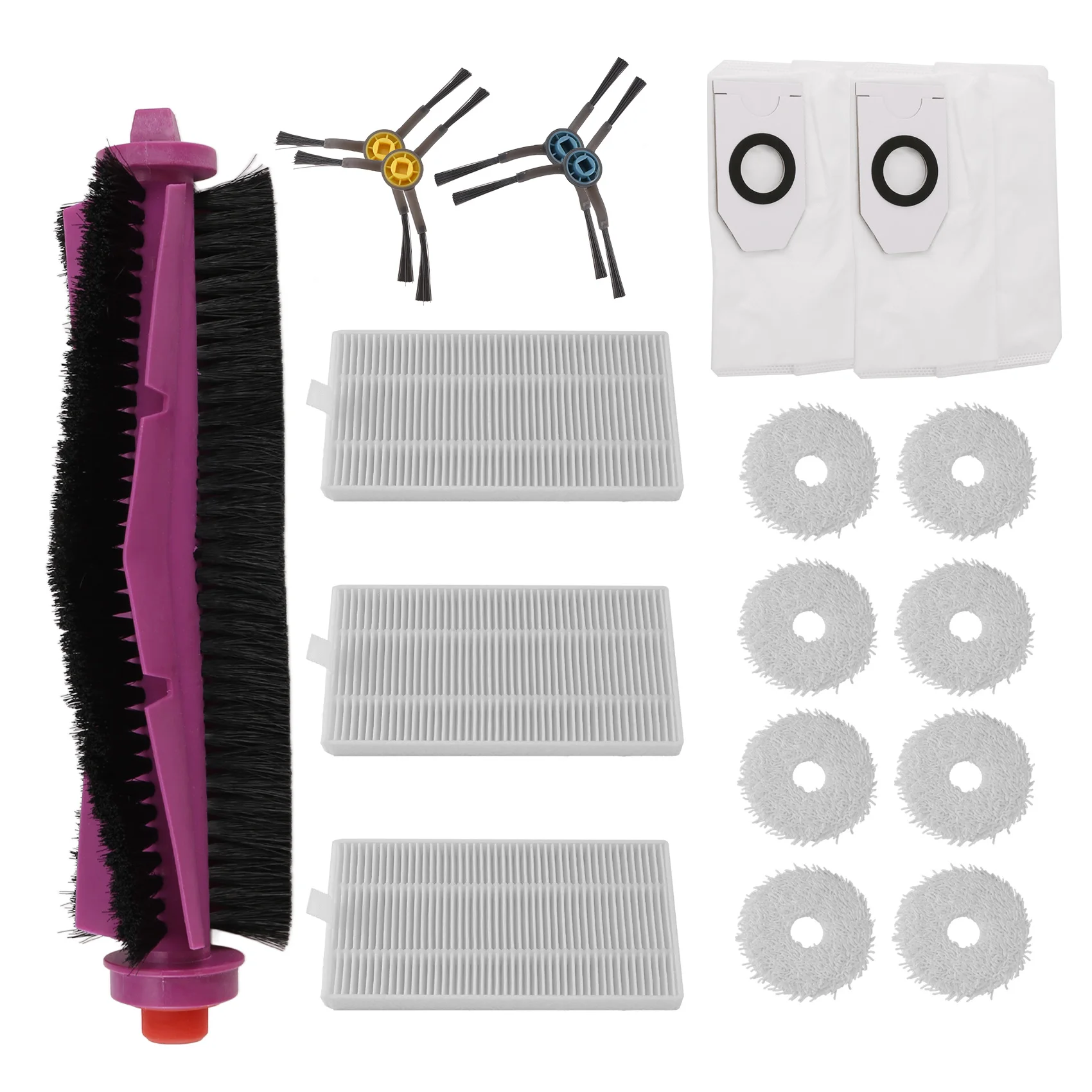 美的V12 / エウレカJ12 ウルトラ掃除機交換部品18点セット 家庭用パーツ メインサイドブラシ HEPAフィルター モップクロス