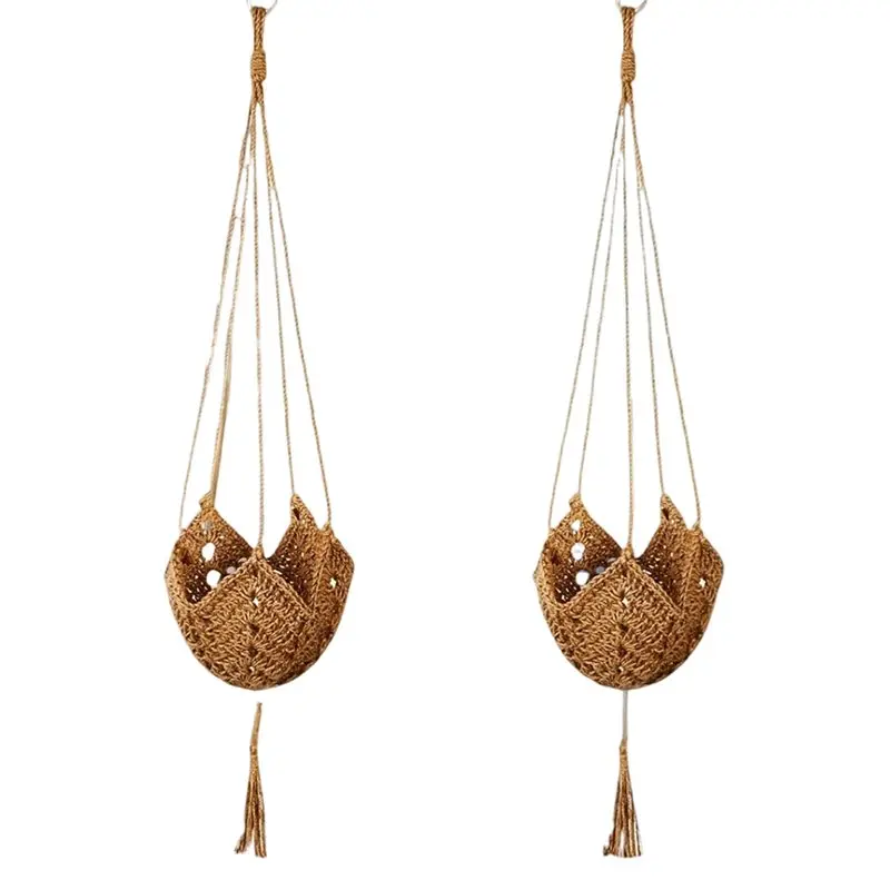 

Premium-Boho Macrame Jute Crochet Hanging Planter Basket Indoor Outdoor Flower Pots 3 Inch To 12 Inch Pots