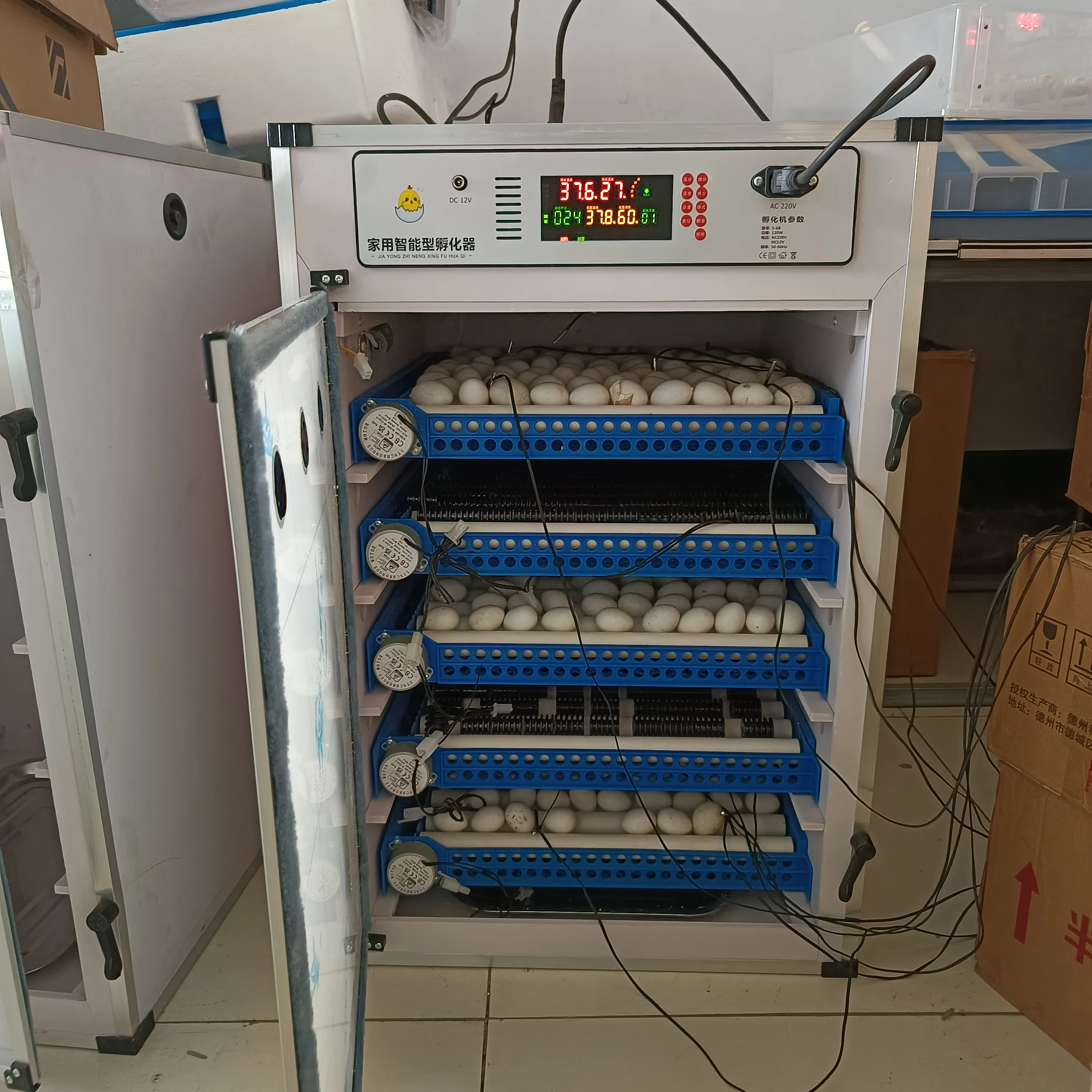 Automatic 340 Solar & Dual Power Chicken Egg Incubator For Ostrich Duck Goose Turkey Emu & Reptile Eggs High Hatching Rate