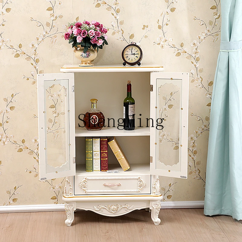 

FG home luxury dining side locker white ivory white entrance simple storage cabinet