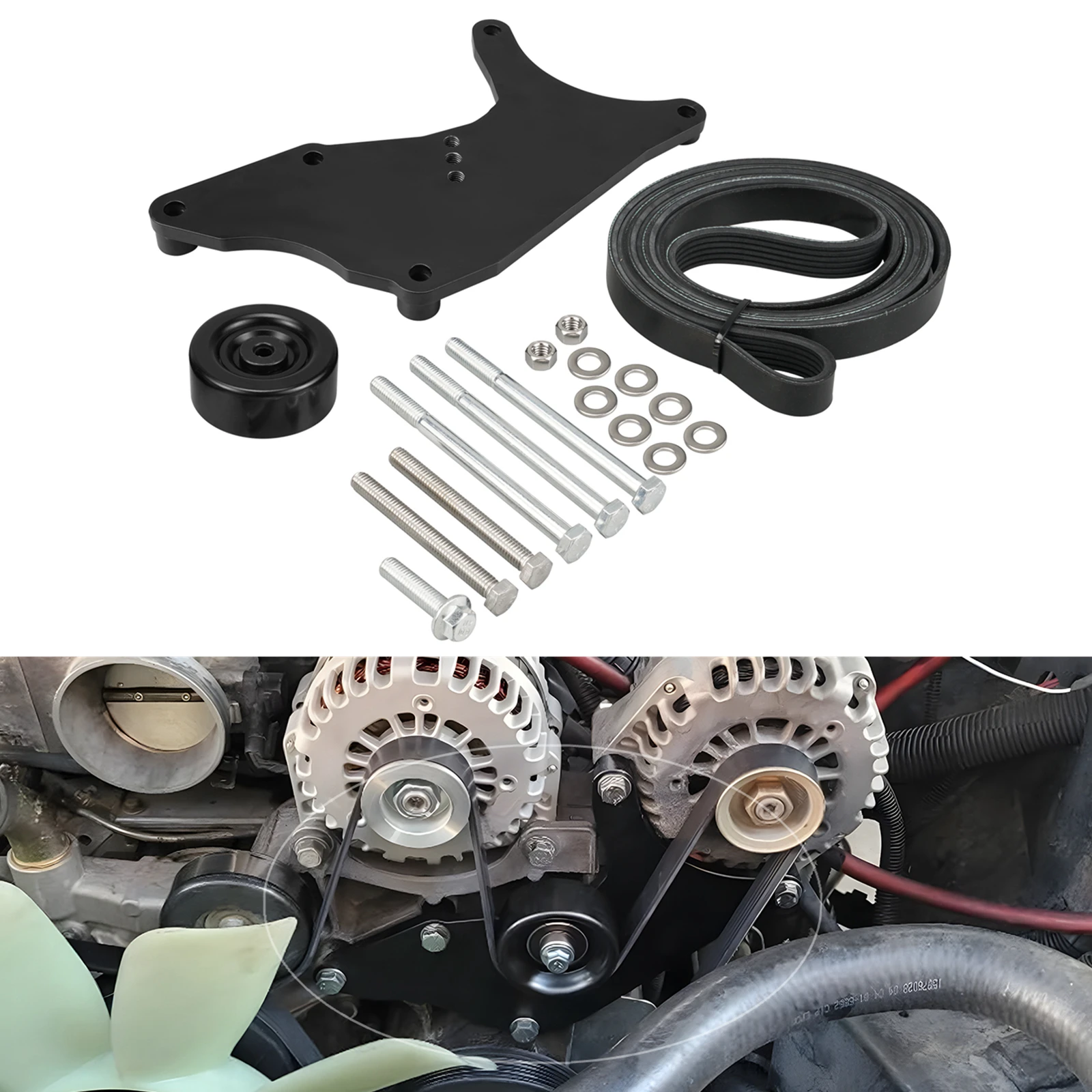 LS Truck SUV Dual Alternator Bracket Kit for GM 4.8L 5.3L 6.0L 6.2L Vortec V8 Engine, for Chevy Tahoe, for GMC Yukon