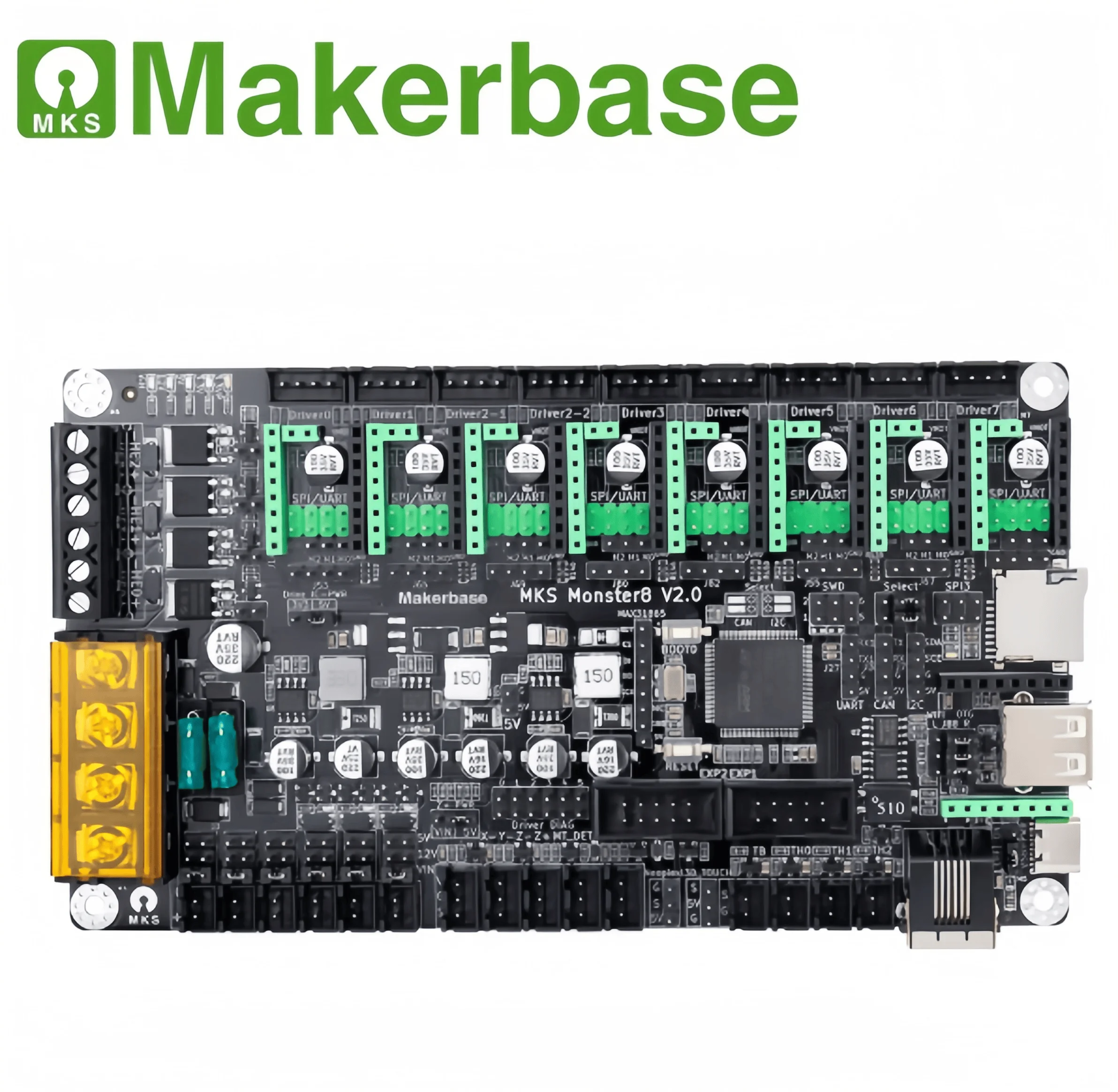 3D Printer Mainboard: MKS Monster8 V2.0 — Voron Printer Mainboard (32-bit MCU, 8-Axis Control)