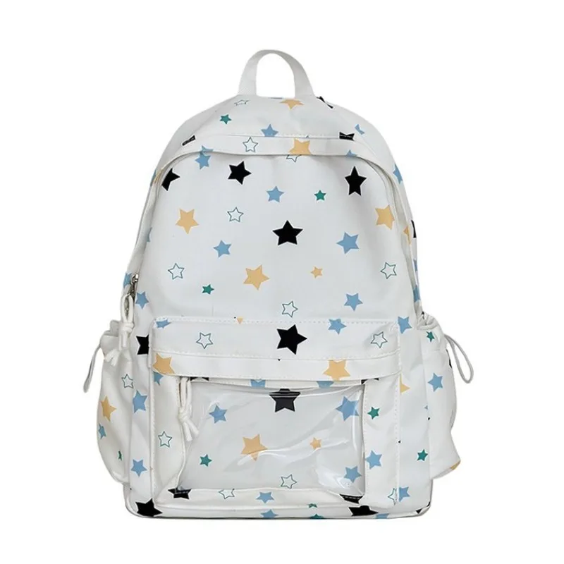 

Women Ins Fashion Star Print Schoolbags College Students Transparent Casual Backpack High-capacity Simple Ita Bags Y2k Aesthetic