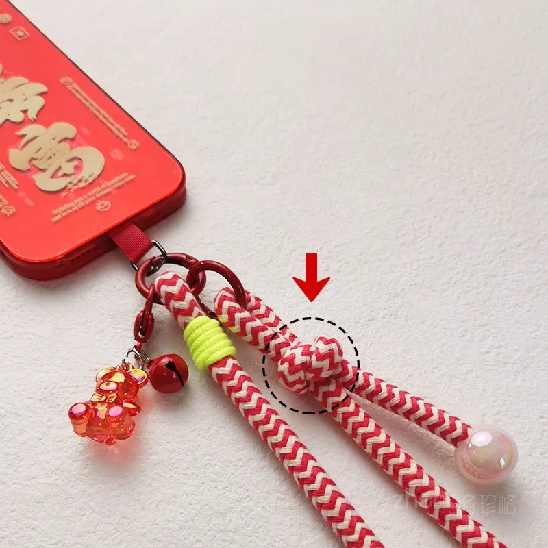 Adjustable Braided Mobile Phone Lanyard for Crossbody Neck Women's Strap Long Clip-on Mobile Phone Case Lanyard Strap Charm