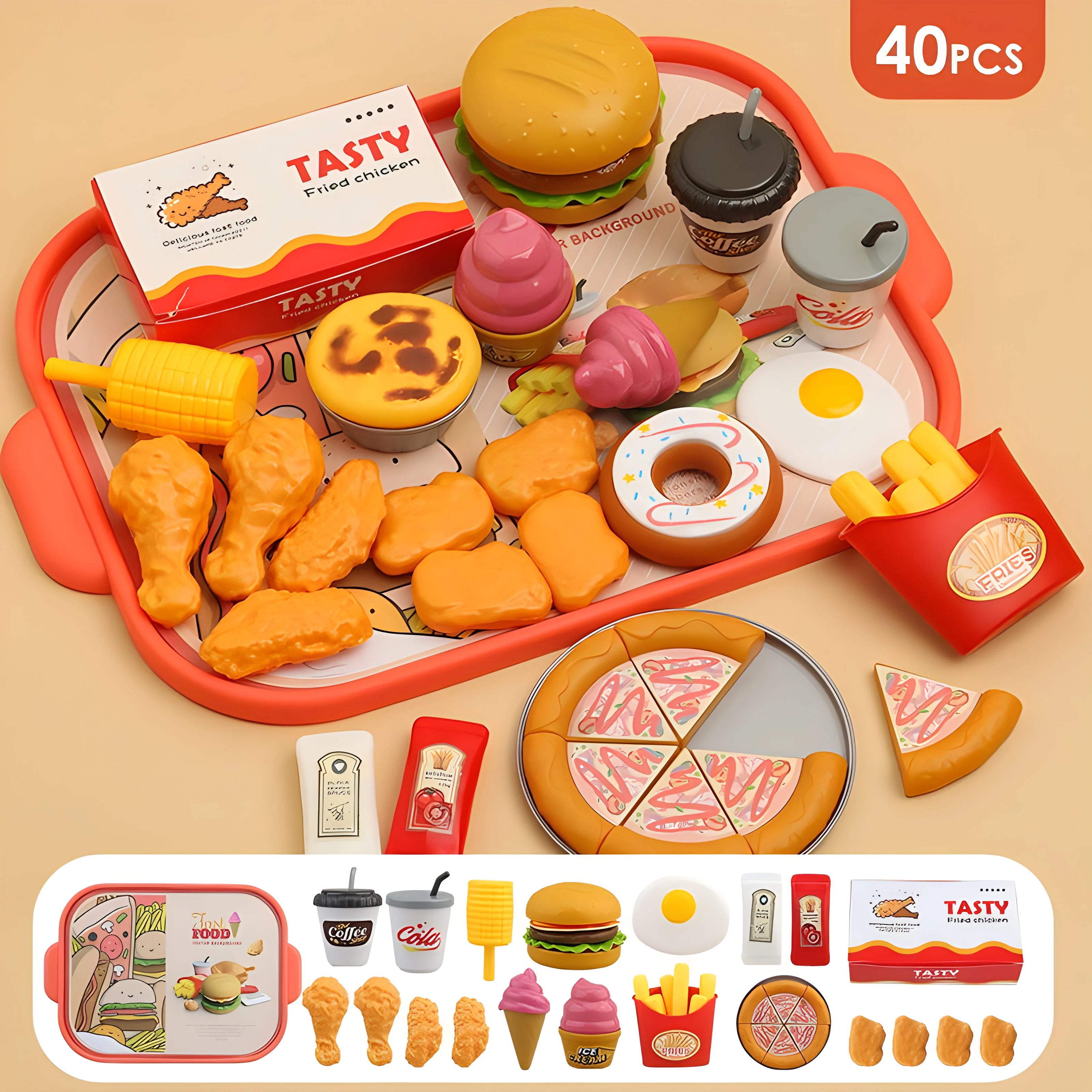 子供のための高速なキッチンクッキングセット,インタラクティブなハンバーガーとフライドチキンのおもちゃ,完璧な休暇の贈り物