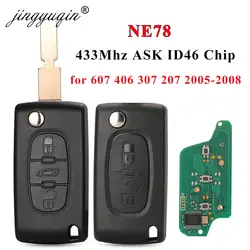 Jingyuqin 2/3 pulsante NE78 lama telecomando Flip chiave Auto per Peugeot 607 406 207 307 Chip ID46/PCF7961/PCF7941 433Mhz chiedere portachiavi Auto