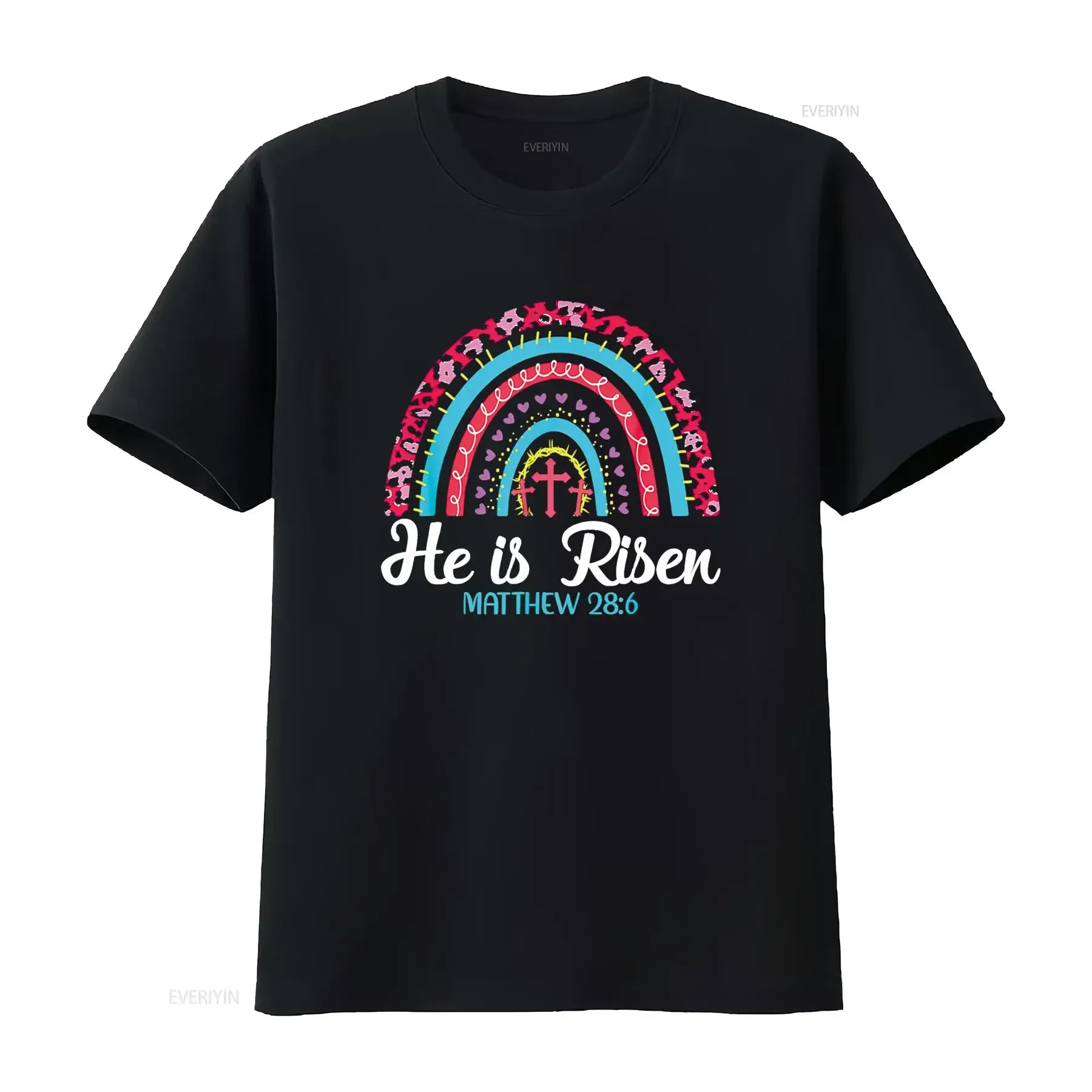 Easter Day He Is Risen Kids Love Religious T Shirt vintage Washed Slightly Casual Stretched homme fashion streetwear
