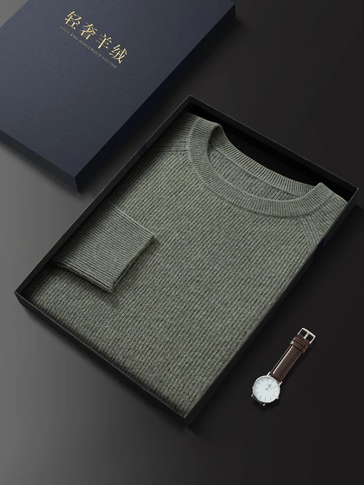 

Autumn Winter New Men 100% Cashmere Sweater Basic O-neck Long Sleeve Pullover Soft Cashmere Knitwear Smart Casual Clothing Tops