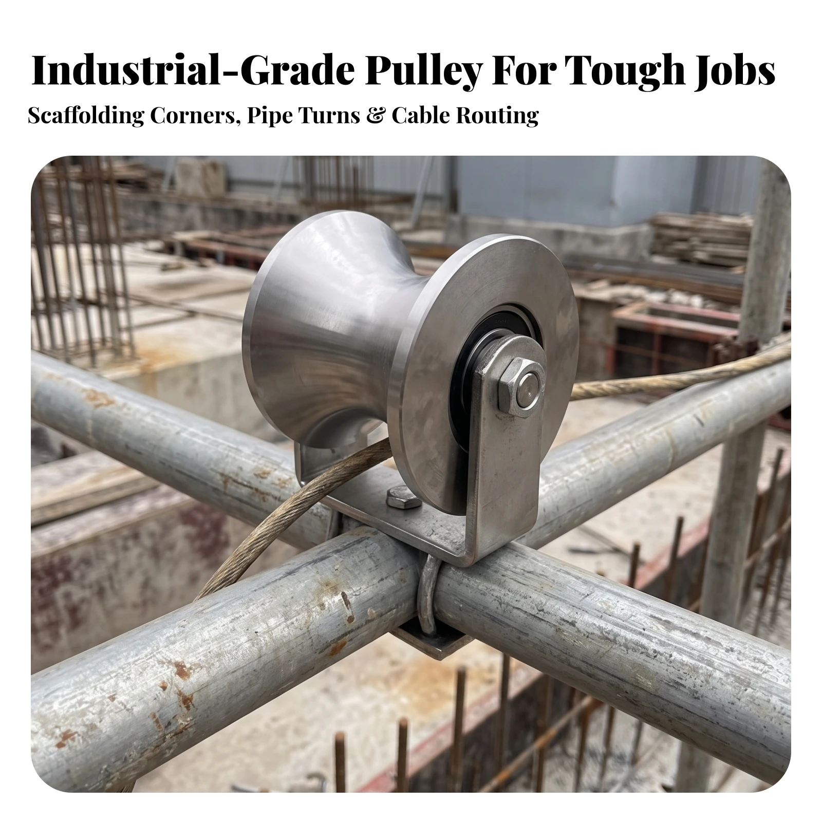 Pulley Wheel with Bearing Strong Grooved Pulley Wheel Sheave Smooth Hardware Low-Friction for Cable Systems, Rigging