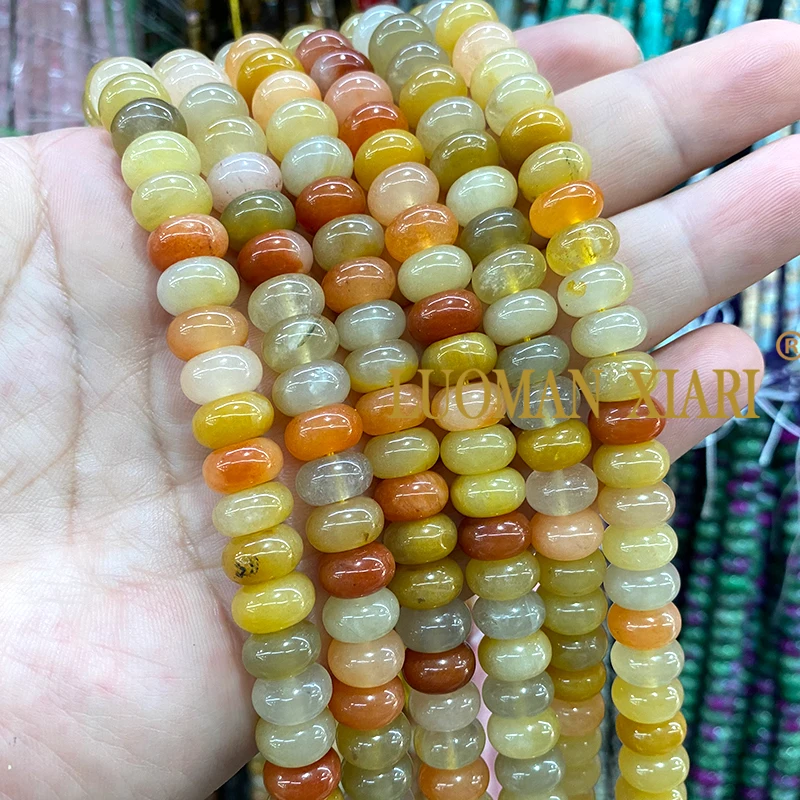 Großhandel Naturstein-Rondelle 5x8MM, gemischte Farben, grüne Gobi-Jades, Spacer-Perlen für Schmuckherstellung, DIY-Armbänder, Accessoires – Detail 2