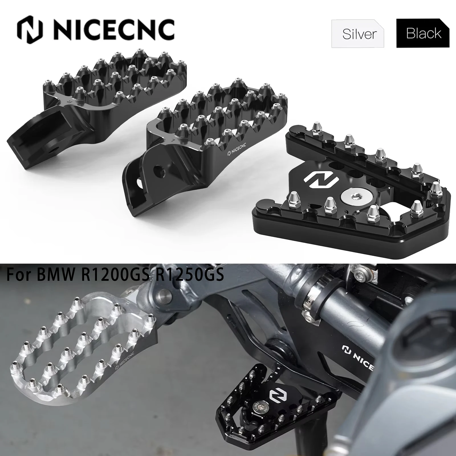 

For BMW R1200GS R 1200 GS 2013-2018 R1250GS R 1250 GS 2019-2023 NICECNC Enlarged Foot Pegs Footrest Brake Lever Pedal Extender