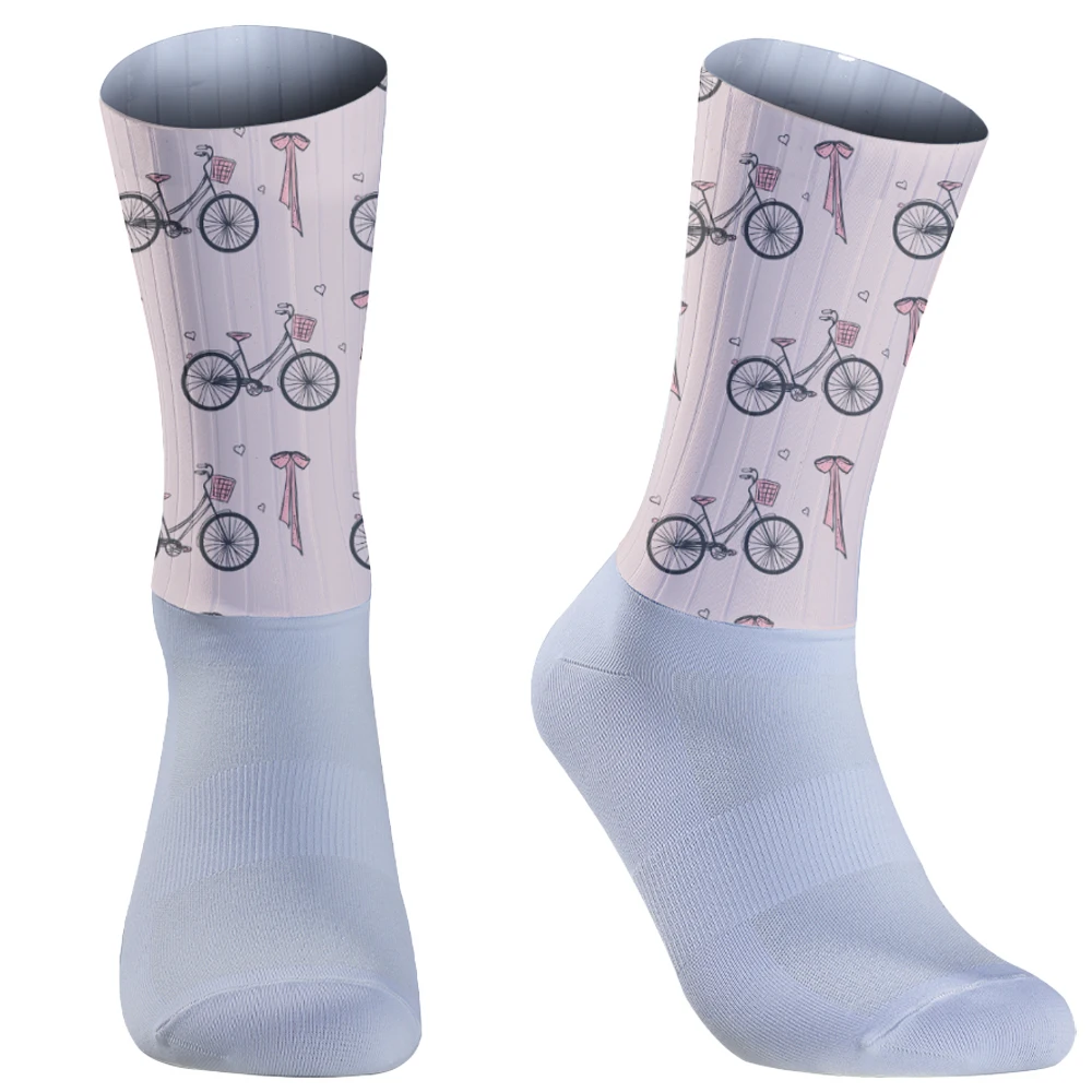 Respirável Pro Racing Sports Socks para homens e mulheres, meias ciclismo, sílica Gel, Aero Bike Team, Novo