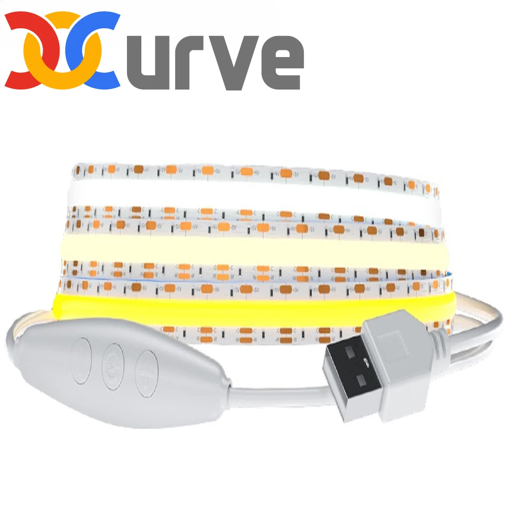 

640 LEDs COB LED Lights 2700K to 6000K DC5V USB Plug FCOB CCT LED Strip Light Full Set RF13 Keys Remote Flexible Dimmable Linear