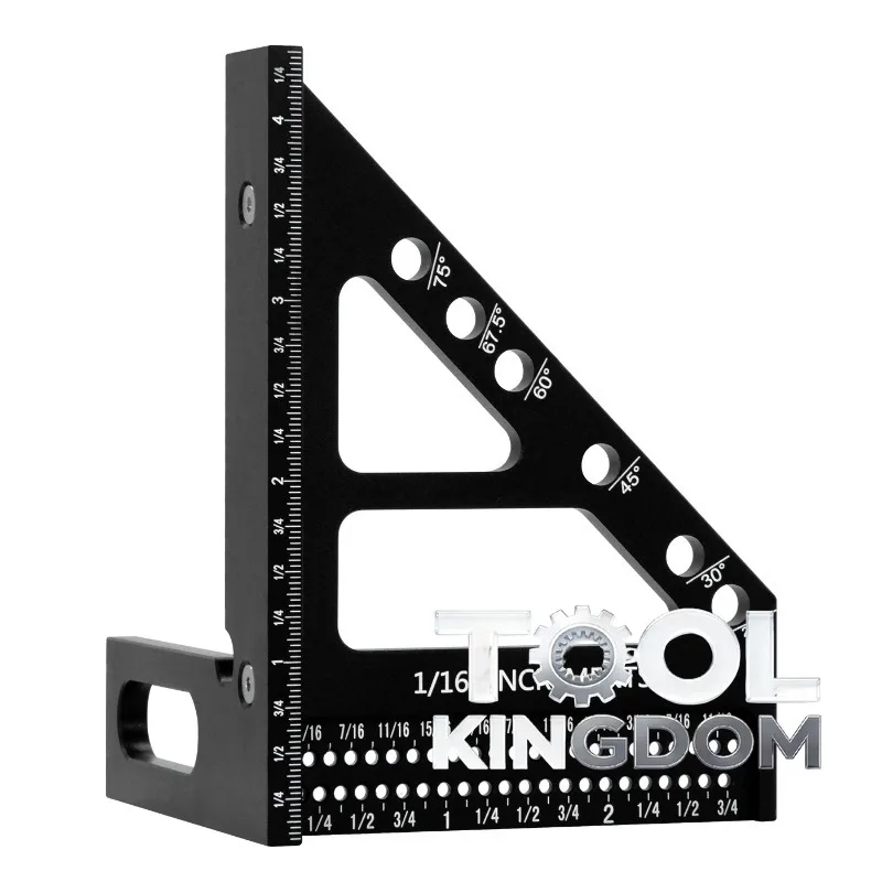 

1pc 3D Multi - Angle Aluminum Alloy Woodworking Measuring Ruler, 90 - 45 Degree Dual - Purpose, Triangle Holed Ruler Scriber