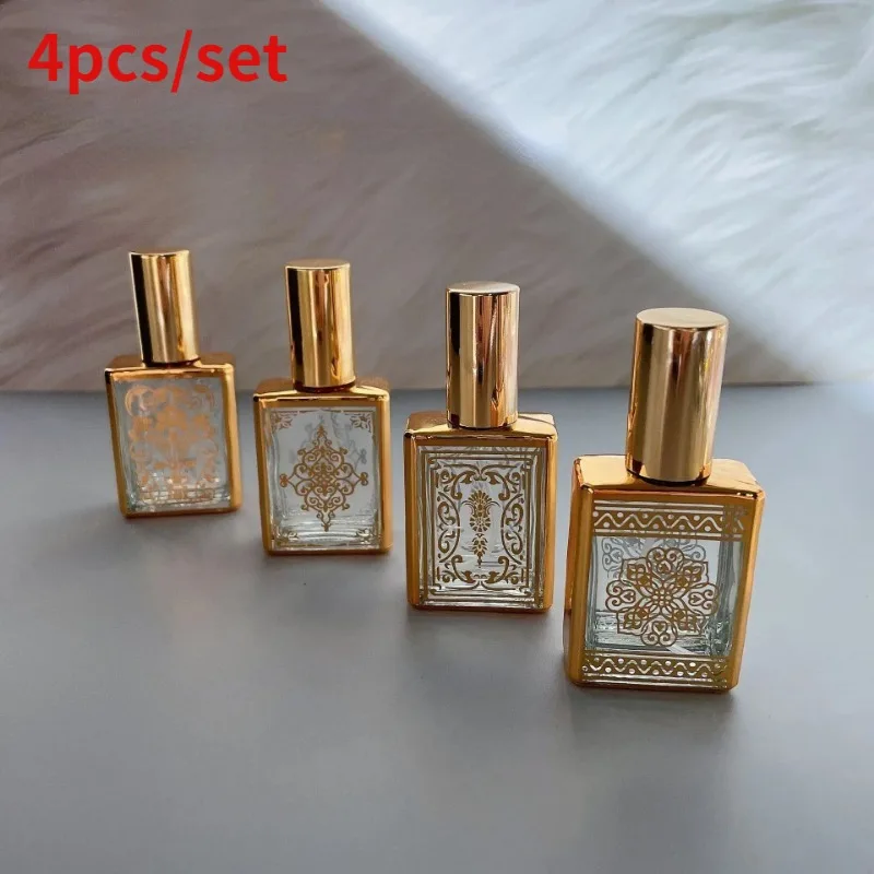 4pcs/Set Random Patterns Perfume Bottle Portable Refillable Empty Containers Cosmetic Spray Atomizer Travel Sub-Bottle