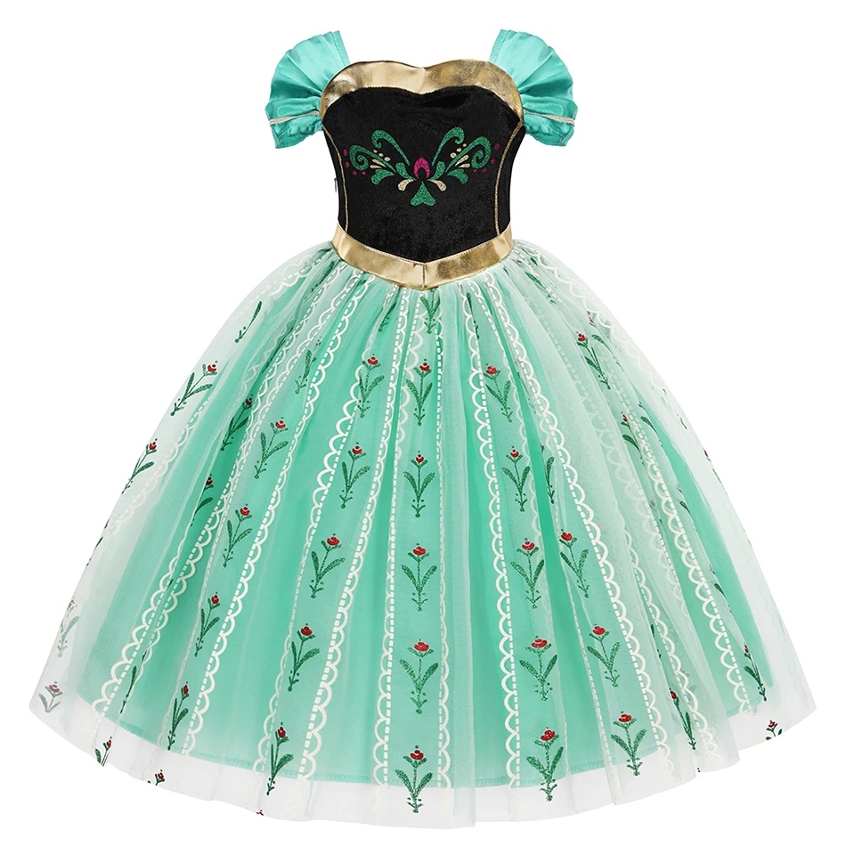 2-10Y New Anna Costumes for Girls 2025 Anna Princess Costume Mesh Dress Children Cosplay Birthday Carnival Party Costume Dress