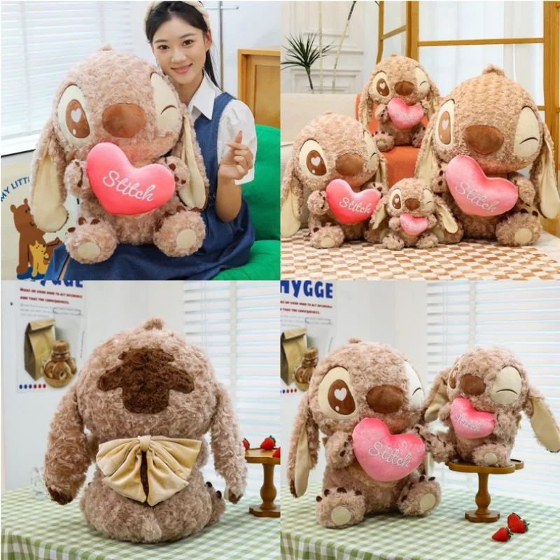 

Kawaii Stitch Plush Toy Disney Stuffed Doll Chocolate Cute Love Bear Kids Birthday Gift Soft Plushie for Children Girls