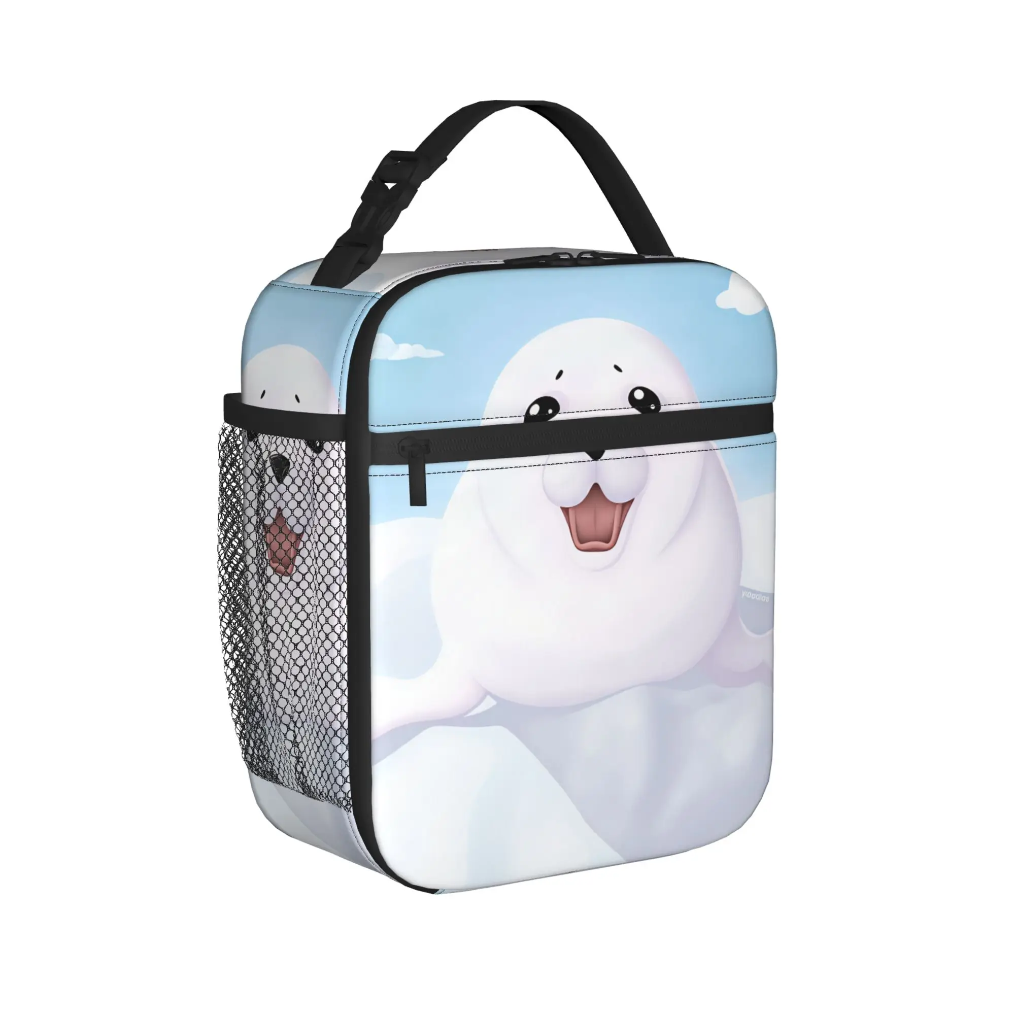 Cute Seal Lunch Bag  Vintage Lunch Box For Men School Portable Cooler Bag Oxford Print Thermal Lunch Bags