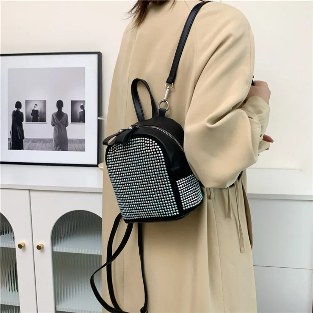 Zaino femminile PU piccole ragazze adolescenti moda per il tempo libero borsa a tracolla con cerniera zaino da donna ad alta capacità Mini zaino da