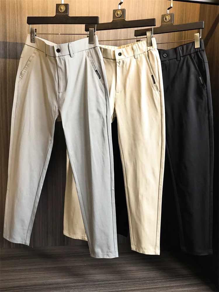 

Busin Commuter Sle Men's Casual Pants Elastic Straight Leg Autumn Wear Polyester Fiber Breathable Comfortable All-Match