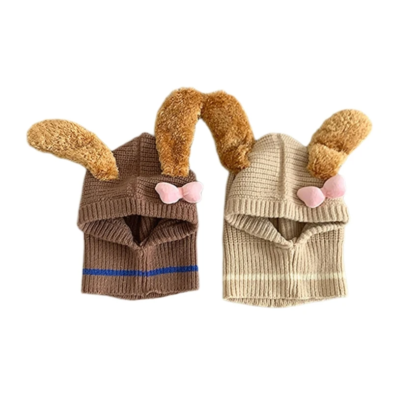 Cosy Winter Baby Scarf Hat with Lovely Dog Ears Decor, Comfortable Knitted Cotton Bonnet Caps for Toddlers Unisex Drop shipping