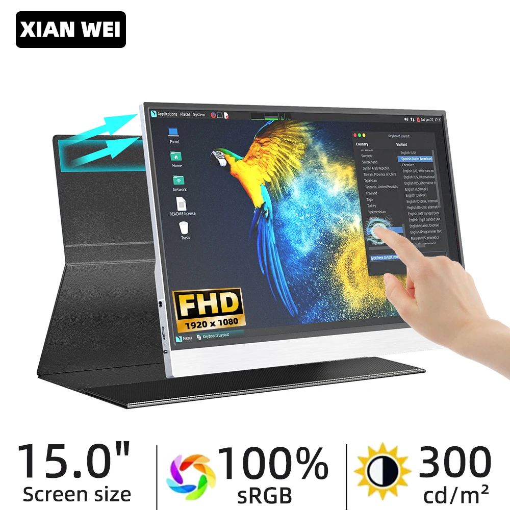 شاشة تعمل باللمس محمولة FHD ، شاشة تعمل باللمس ، x ، p ، SRGB مناسبة لأجهزة Macbook ، الهاتف ، الكمبيوتر المحمول ، XBox ، الكمبيوتر الشخصي ، PS4 ، 5 ، السفر ، الألعاب المكتبية
