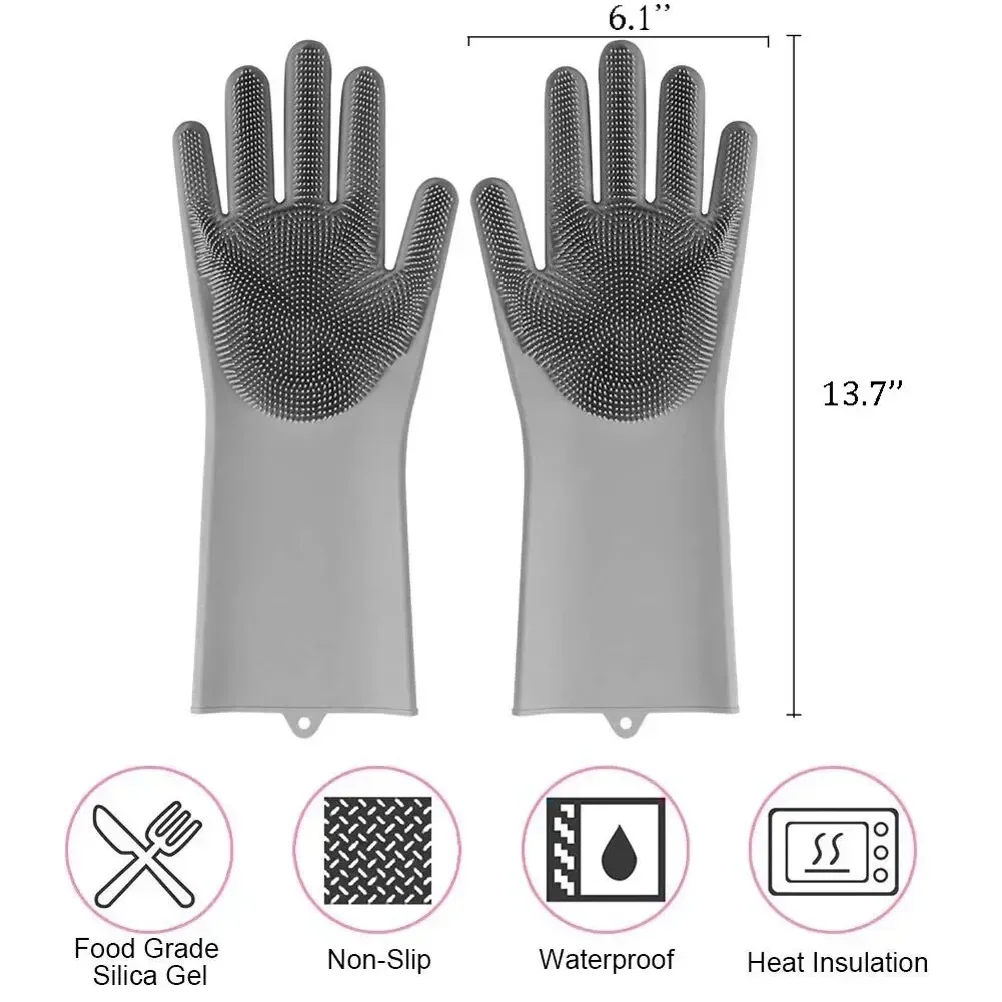 Gants de nettoyage de vaisselle magiques en caoutchouc de Silicone, gants de lavage de vaisselle pour épurateur d'éponge domestique, outils de nettoyage de cuisine
