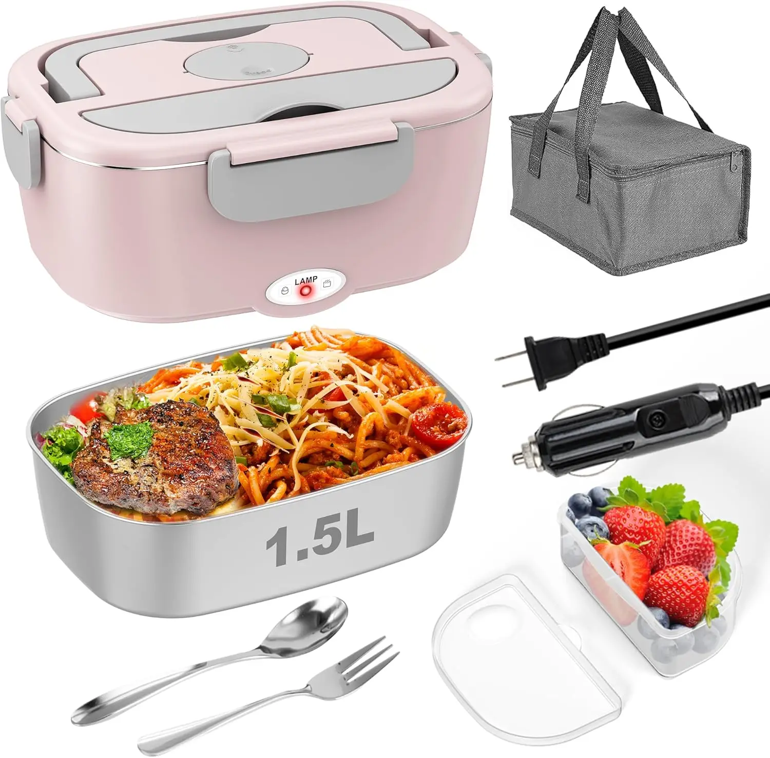 

Электрический ланч-бокс 80 Вт, портативный подогреватель еды, 1,5 л, нержавеющая сталь, герметичный для автомобиля, офиса