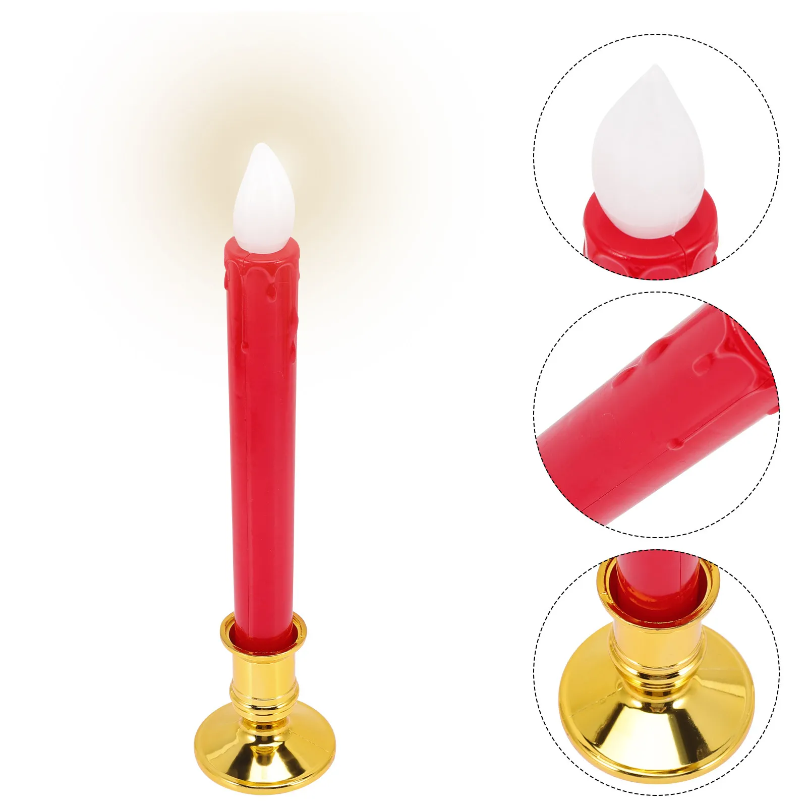 

6Pcs Electronic Long Taper Candles ABS Flameless Battery Operated LED Lights Dripless Fake Decorative Lights for Weddings