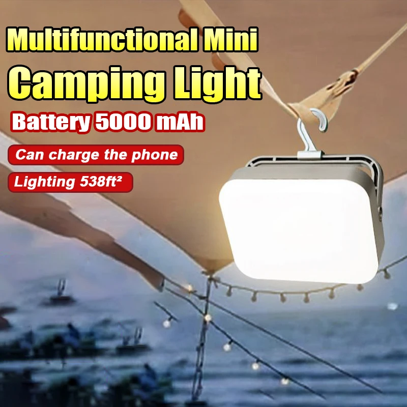 5000mAh LED Camping Light Portable Tent Lantren Usb Rechargeable Emergenncy Flashlight Night Fourth Gear Dimming Outdoor Hiking