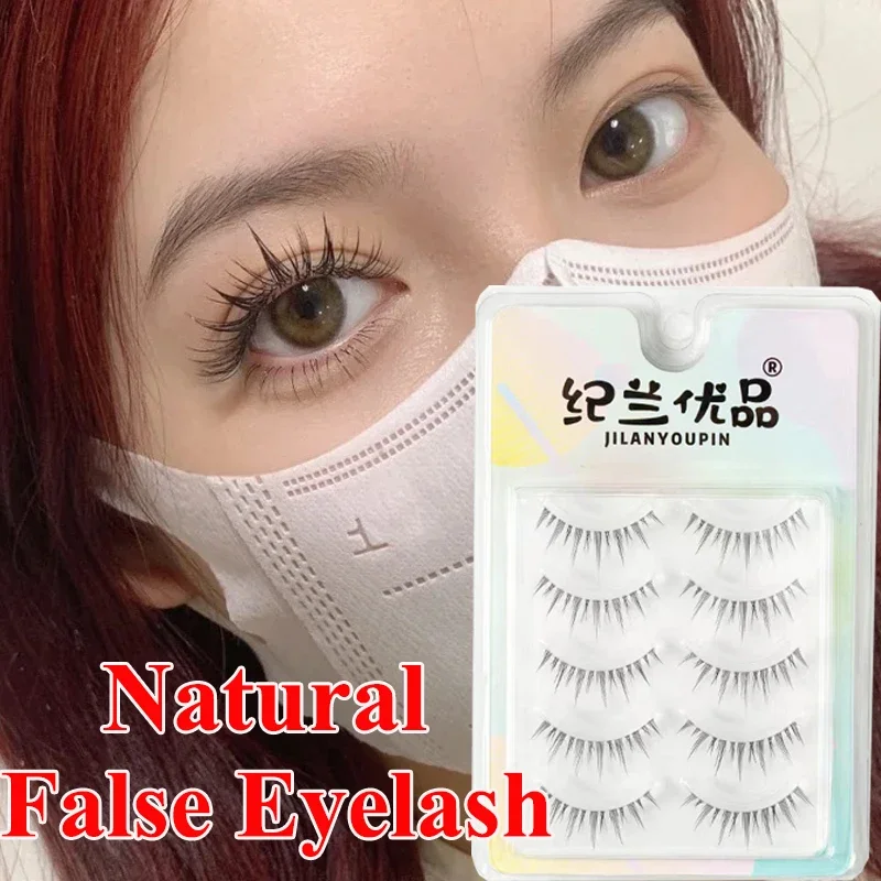 3D Mink False Eyelashes 5 Pairs Curly Volume Thick Long Cross Natural for Eyelash Extension Handmade Reusable Lashes Makeup Tool