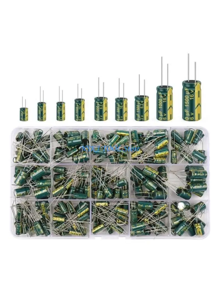 

L8RC 15 Value Assorted Aluminum Capacitors 225pcs for TV Radio Game Consoles Repairs